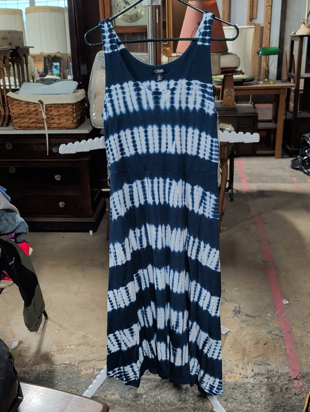 Chaps Navy and White Tie-Dye Sundress